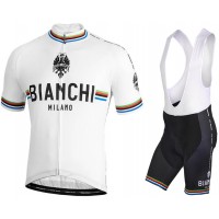 BIANCHI MILANO New Pride white Fahrradbekleidung Radtrikot Satz Kurzarm+Kurz Trägerhose M617M
