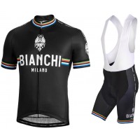 BIANCHI MILANO New Pride black Fahrradbekleidung Radtrikot Satz Kurzarm+Kurz Trägerhose 9YSY0