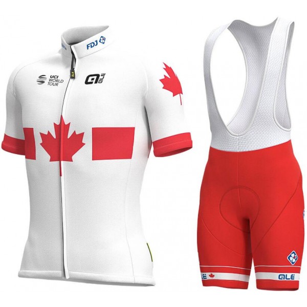 2019 Groupama FDJ Canadian Champion Fahrradbekleidung Radtrikot Satz Kurzarm+Kurz Trägerhose TCAQQ