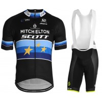 MITCHELTON-SCOTT European Champion 2019 Fahrradbekleidung Radtrikot Satz Kurzarm+Kurz Trägerhose DUOOX
