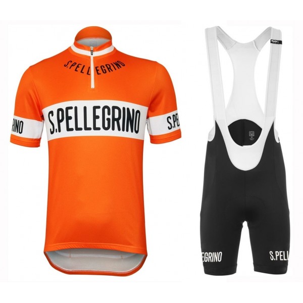 San Pellegrino 1976 Retro Orange Fahrradbekleidung Radtrikot Satz Kurzarm+Kurz Trägerhose K16BI San Pellegrino 1976 Retro Orange Fahrradbekleidung Radtrikot Satz Kurzarm+Kurz Trägerhose K16BI