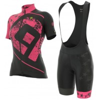 ALE PRR STARS Damen PINK Radbekleidung Radtrikot Kurzarm+Kurz Trägerhose S9T3N