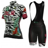 ALE PRR FLOWERS Damen weiß Radbekleidung Radtrikot Kurzarm+Kurz Trägerhose PMJ4R