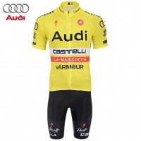 2015 AUDI Fahrradbekleidung Satz Fahrradtrikot Kurzarm Trikot und Kurz Radhose gelb 3V7PQ