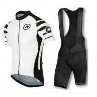 2016 ASSOS Fahrradbekleidung Radteamtrikot Kurzarm+Kurz Radhose Kaufen weiß Schwarz 2X3JC