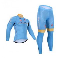 2015 Astana Fahrradbekleidung Radtrikot Satz Langarm und Lange Trägerhose IFIWU