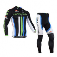 2014 Cannondale Fahrradbekleidung Radtrikot Satz Langarm und Lange Radhose weiß grün blau 8BL7A