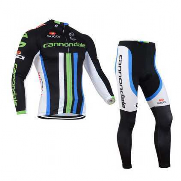 2014 Cannondale Fahrradbekleidung Radtrikot Satz Langarm und Lange Radhose weiß grün blau 8BL7A