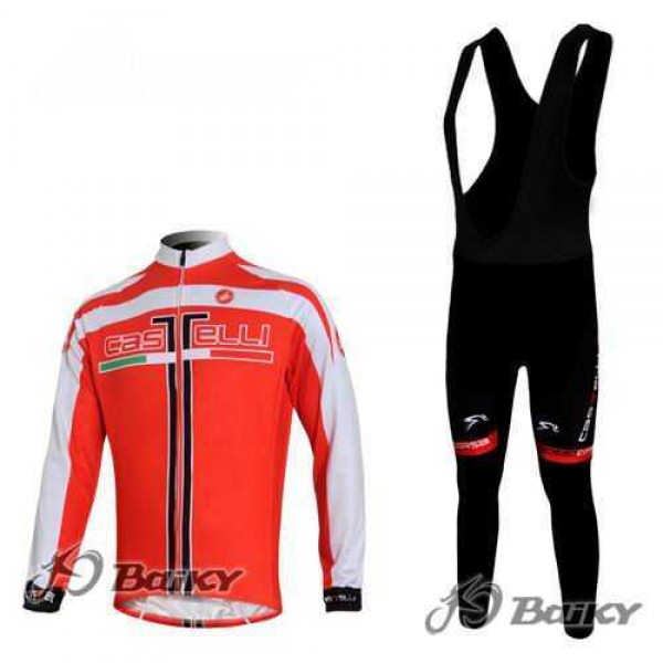 Castelli Fahrradtrikot Radbekleidung Langarm+Lang Fahrradhose Bib Rot weiß L95HH Castelli Fahrradtrikot Radbekleidung Langarm+Lang Fahrradhose Bib Rot weiß L95HH
