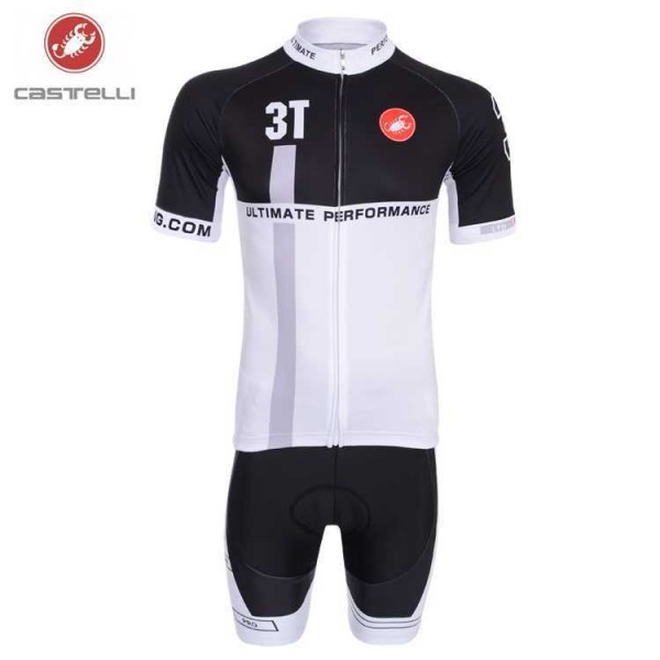 Castelli 3T 2014 Radbekleidung Radtrikot Kurzarm und Fahrradhosen Kurz weiß Schwarz 045TX
