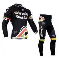 2014 Cinelli Fahrradbekleidung Radtrikot Satz Langarm und Lange Radhose Schwarz 3WQI8