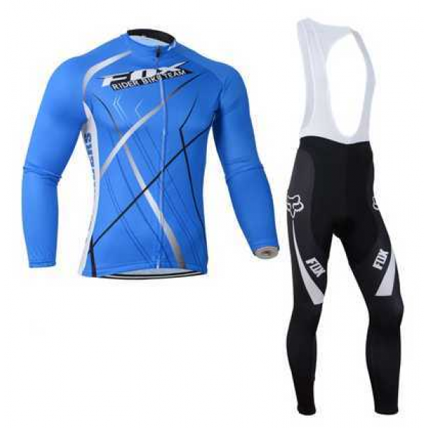 Fox 2014 Fahrradbekleidung Radtrikot Langarm+Lang Trägerhose blau Schwarz 4VOTU Fox 2014 Fahrradbekleidung Radtrikot Langarm+Lang Trägerhose blau Schwarz 4VOTU