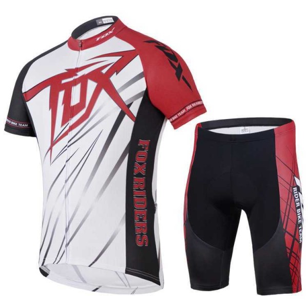 2014 Fox Bike Teams Radbekleidung Radtrikot Kurzarm und Fahrradhosen Kurz weiß Rot 04A6J