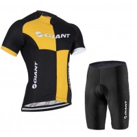 2016-2017 Giant Fahrradbekleidung Radtrikot Satz Kurzarm+Kurz Trägerhose gelb Schwarz 02 XOGYS