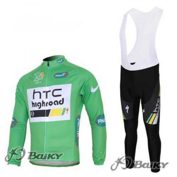 HTC-Highroad Pro Team Fahrradbekleidung Radteamtrikot Langarm+Lang Trägerhose grün weiß 079JR HTC-Highroad Pro Team Fahrradbekleidung Radteamtrikot Langarm+Lang Trägerhose grün weiß 079JR
