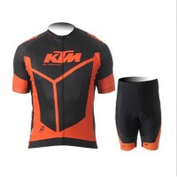 2015 KTM Pro team Schwarz orange Radbekleidung Fahrradtrikot Kurzarm und Fahrradhosen Kurz EJ4PO