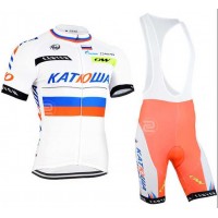 2015 Katusha Fahrradbekleidung Radteamtrikot Kurzarm+Kurz Radhose Kaufen weiß TAOOT