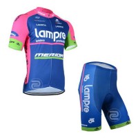 Lampre Merida 2014 Radbekleidung Radtrikot Kurzarm und Fahrradhosen Kurz TWDWE