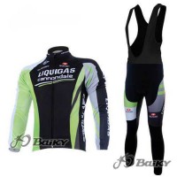 Liquigas Cannondale Pro Team Fahrradbekleidung Radteamtrikot Langarm+Lang Trägerhose Schwarz grün L6NKE