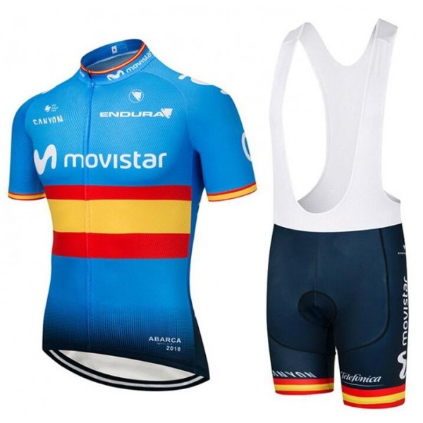 Movistar Champions Spain 2018 Fahrradbekleidung Radtrikot Satz Kurzarm+Kurz Trägerhose 7WOR6 Movistar Champions Spain 2018 Fahrradbekleidung Radtrikot Satz Kurzarm+Kurz Trägerhose 7WOR6