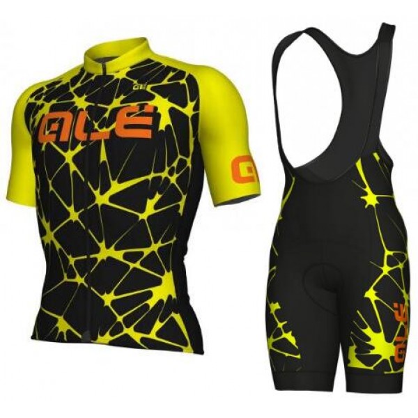 ALE SOLID Cracle Fluo yellow Fahrradbekleidung Satz Fahrradtrikot Kurzarm Trikot und Kurz Trägerhose F1VP6 ALE SOLID Cracle Fluo yellow Fahrradbekleidung Satz Fahrradtrikot Kurzarm Trikot und Kurz Trägerhose F1VP6