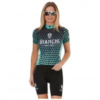 Bianchi Milano Gravina blue Damen Set Fahrradbekleidung Radtrikoten+Kurz Radhose O6SM1