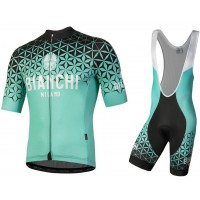 Bianchi Milano Conca blue Fahrradbekleidung Satz Fahrradtrikot Kurzarm Trikot und Kurz Trägerhose N3AWC