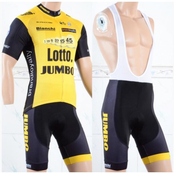 LottoNL-Jumbo 2018 Fahrradbekleidung Satz Fahrradtrikot Kurzarm Trikot und Kurz Trägerhose CRJMT LottoNL-Jumbo 2018 Fahrradbekleidung Satz Fahrradtrikot Kurzarm Trikot und Kurz Trägerhose CRJMT