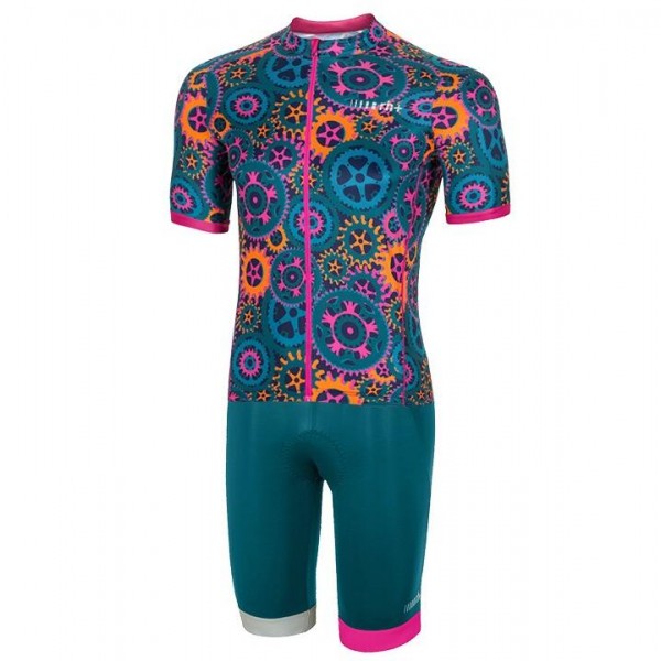 RH+ Powers pink Fahrradbekleidung Radtrikot Satz Kurzarm+Kurz Trägerhose 01UA8 RH+ Powers pink Fahrradbekleidung Radtrikot Satz Kurzarm+Kurz Trägerhose 01UA8