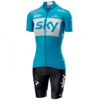 Team Sky 2018 Dame blau Fahrradbekleidung Radteamtrikot Kurzarm+Kurz Radhose 6ILMV