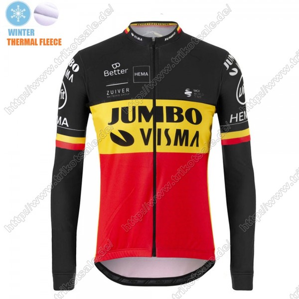 Winter Thermal Fleece Jumbo Visma 2021 Belgium Fahrradbekleidung Radtrikot Langarm XHCEC Winter Thermal Fleece Jumbo Visma 2021 Belgium Fahrradbekleidung Radtrikot Langarm XHCEC