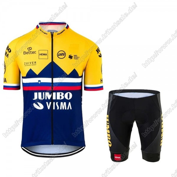 Jumbo Visma 2021 SLOVAKIAN Fahrradbekleidung Satz Fahrradtrikot Kurzarm Trikot Und Kurz Radhose OSWCD Jumbo Visma 2021 SLOVAKIAN Fahrradbekleidung Satz Fahrradtrikot Kurzarm Trikot Und Kurz Radhose OSWCD