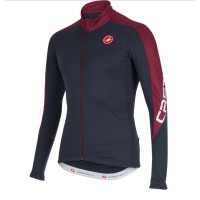 2016 Castelli Klassiek Thermo Fahrradbekleidung Radtrikot Langarmen Schwarz Rot 5G12M