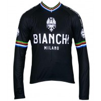 BIANCHI MILANO LEGGENDA Campione del Mondo Schwarz Fahrradbekleidung Radtrikot Langarm J6NVR
