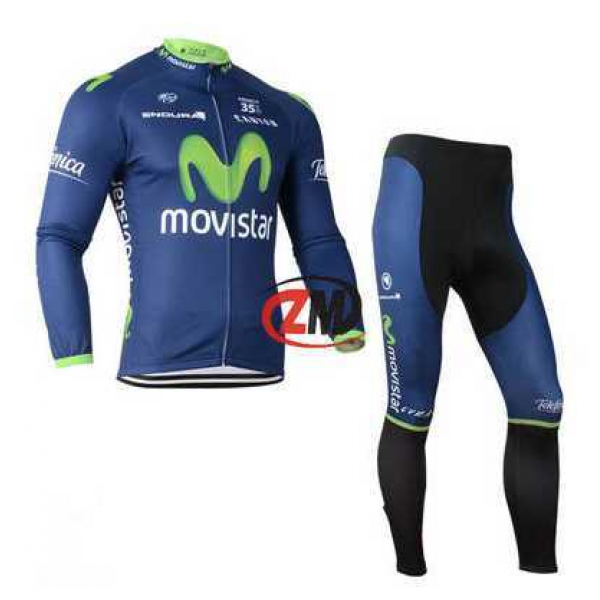 Movistar 2014 Fahrradbekleidung Set Langarmtrikot+Lange Radhose blau Schwarz 8R4EE Movistar 2014 Fahrradbekleidung Set Langarmtrikot+Lange Radhose blau Schwarz 8R4EE