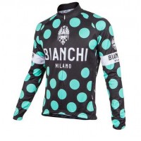 2016 BIANCHI-MILANO POLKA DOT Fahrradbekleidung Radtrikot Langarmen QK0Q0