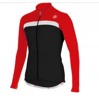 2016 Castelli Criterium Fahrradbekleidung Radtrikot Langarmen Schwarz Rot PC9BL