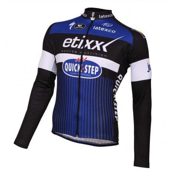 2016 Etixx-Quick Step Fahrradbekleidung Radtrikot Langarm vliezen Schwarz blau UNYGS 2016 Etixx-Quick Step Fahrradbekleidung Radtrikot Langarm vliezen Schwarz blau UNYGS