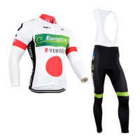 Europcar 2014 Fahrradbekleidung Set Langarmtrikot+Lange Trägerhose Schwarz weiß Rot grün O2E38